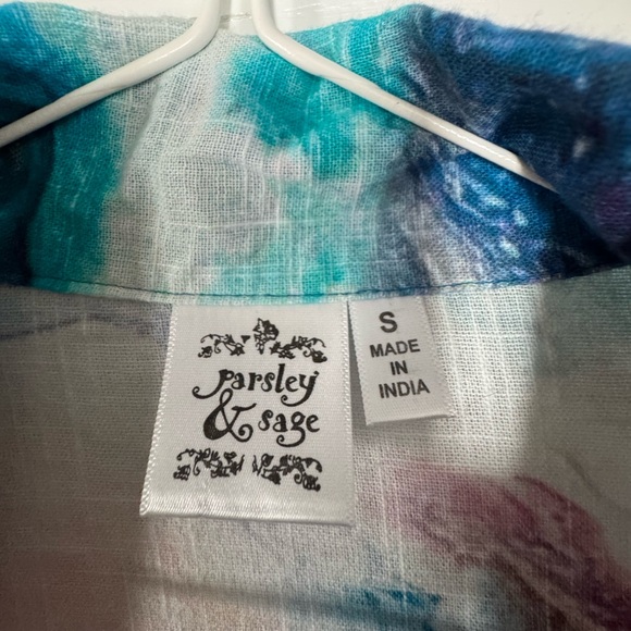 Parsley & Sage Multicolored 3/4 Sleeve Button Down Shirt - Picture 2 of 5